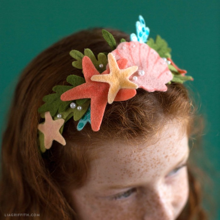 Close up mermaid felt headband.