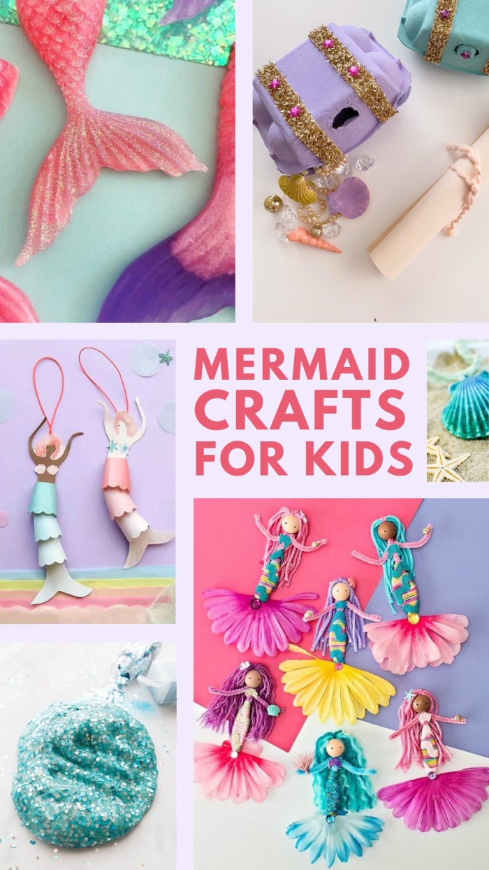 Collage of mermaid crafts for kids