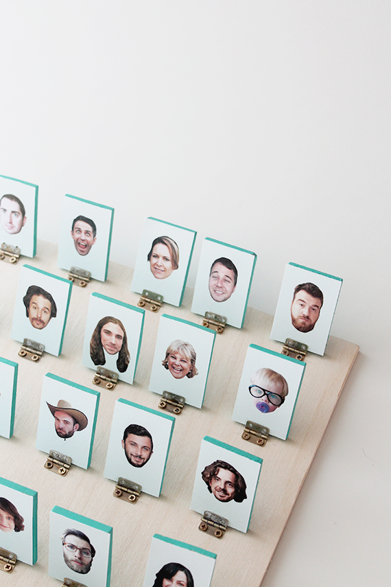 Homemade guess who game board.