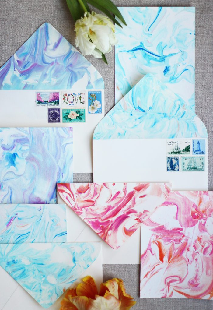 Homemade marble stationary all stacked on top of each other.