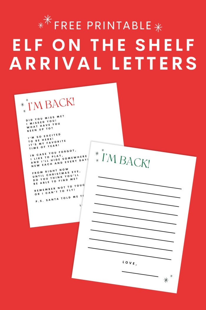 Elf on the Shelf arrival letters