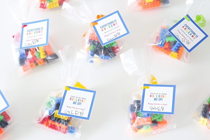 Lego Valentine Idea Packages of legos with valentine's messages on them.
