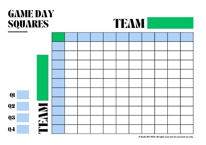 Game Day Squares PDF PDF of game day squares.