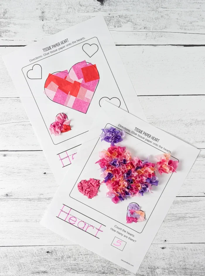 Tissue Paper Heart Craft Printable tissue paper heart templates.