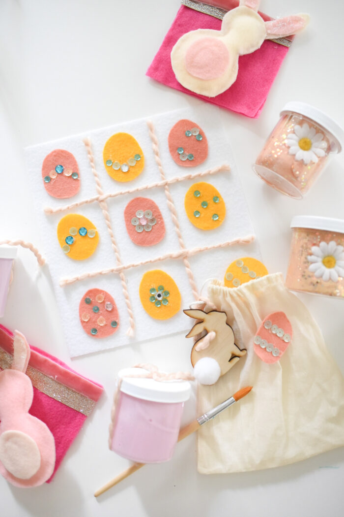 Tic Tac Toe made from felt with Easter egg designs. 