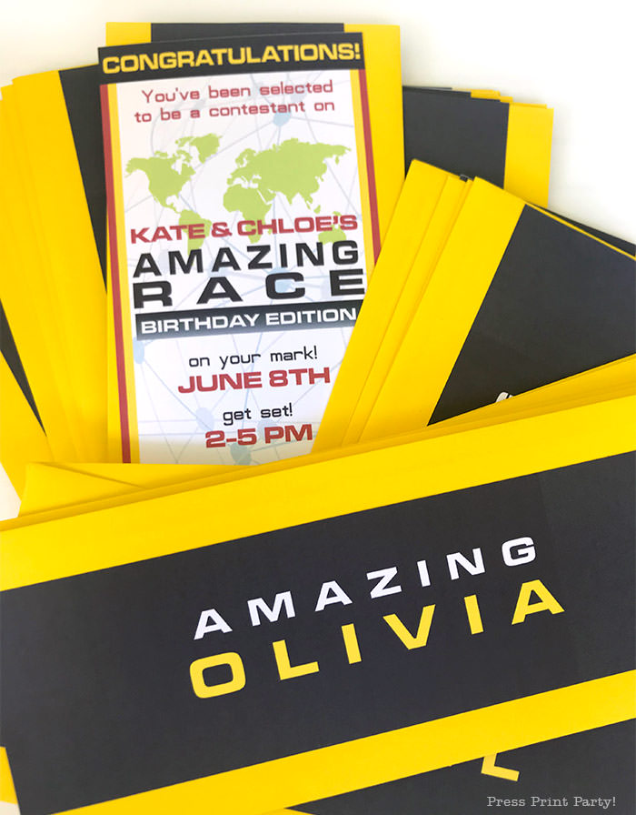 Amazing Race Party Customized party invitation in the theme of Amazing Race.