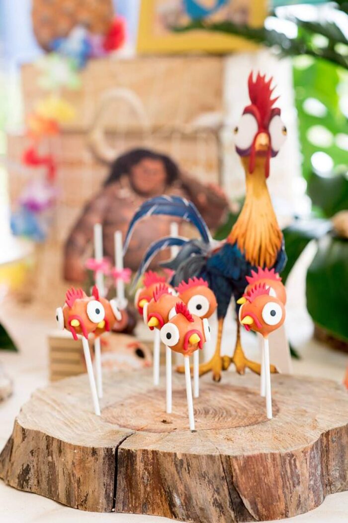 Hei Hei Cake Pops Cake pops in the shape of chicken heads.