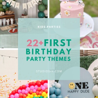22 Cute First Birthday Themes Graphic collage of first birthday party themes