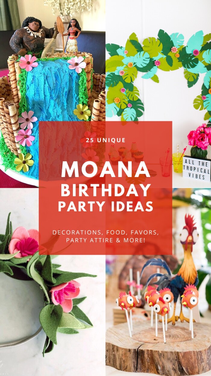 Collage of Moana Birthday Party Ideas