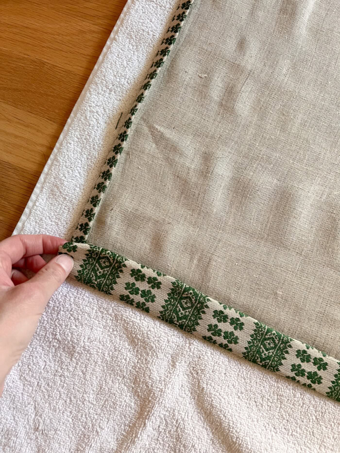 fabric hem being folded