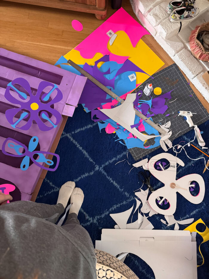 purple inside out cardboard piece for trunk or treat