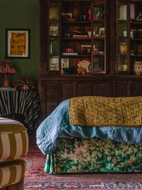 Pattern-Filled Green Bedroom